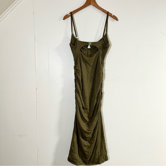 Jonathan Simkhai Iris Jersey‎ Underwire Cutout Midi Dress in Forest Floor sz S - Picture 6 of 7
